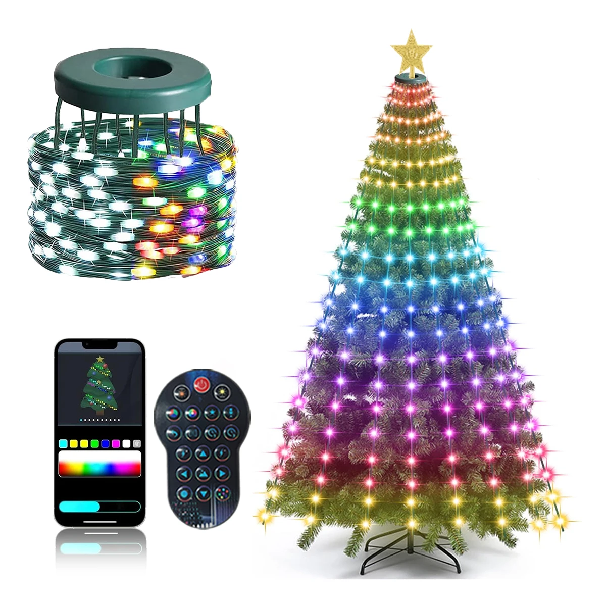 RGB LED Smart Christmas Tree Lights Multicolor Fairy Bluetooth App Control Lamp  For Bedroom Christmas New Year Decoration
