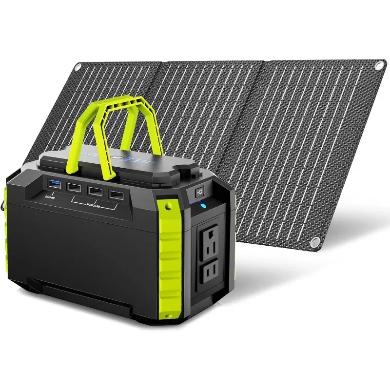 Solar Generator 150W Peak Portable Power Station with Solar Panel Included Camping Power Supply 150Wh with Foldable Solar Panel