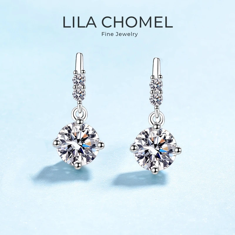 

Wife Birthday Gift 18K White Gold Lover Valentine's Day 0.5/1/2CT Moissanite Diamond Girl PT950 Platinum Women Wedding Earrings