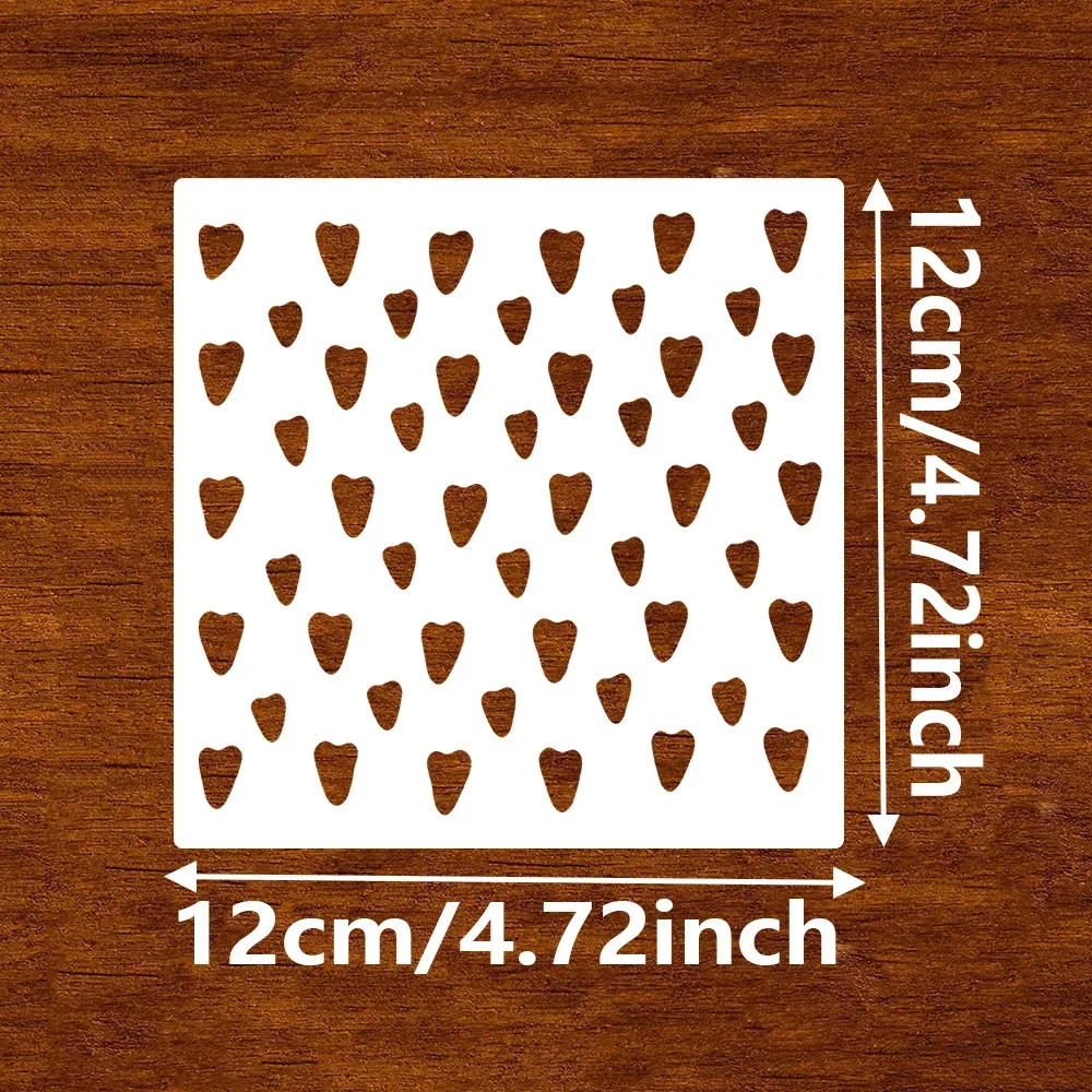 Cake Cookie Stencils 5Pcs 12x12cm, Heart Pine Needle Clover Flower Patterns, Food Grade PET Templates for Baking & Journal Decor