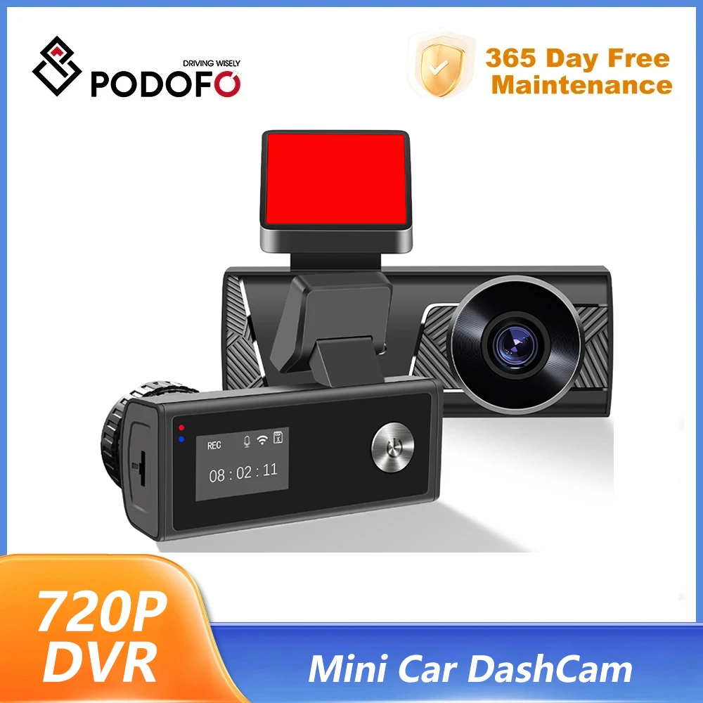 Podofo Car Dashcam Video Recorder 720P Mini Car DVR WiFi Connect 24H Parking Monitor Night Vision Loop Recording Car Accessories