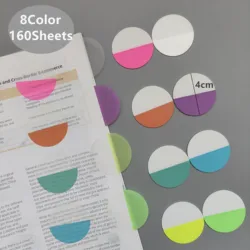 160 Sheets 8 Colours Waterproof Transparent Circular Sticky Note Pads Notepads Journal Student Stationery Office Supplies