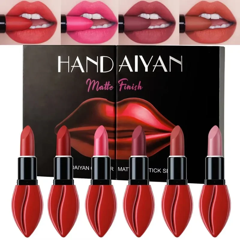 6pcs/set Colorful Matte Lipstick Waterproof Long Lasting Lip Stick Sexy Velvet Nude Lipstick Set Mouth Makeup Cosmetics