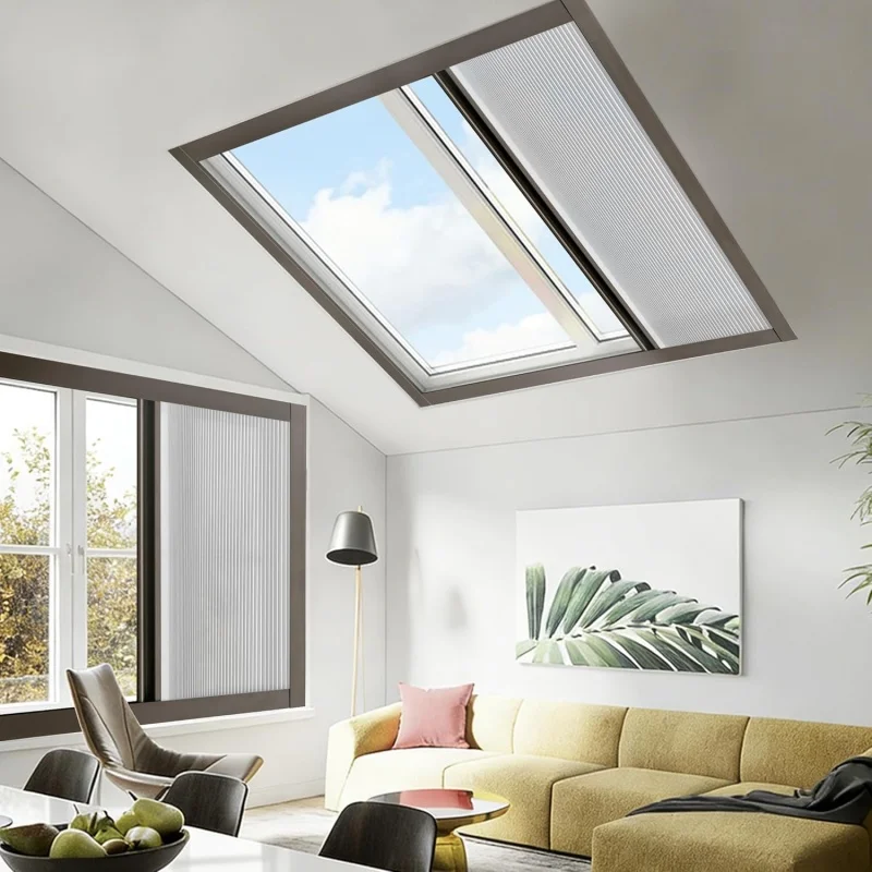 Custom Size Manual Skylight Blinds Blackout Honeycomb Shades Heat Insulation Cellular Curtains For Sloped Window Attic Roof
