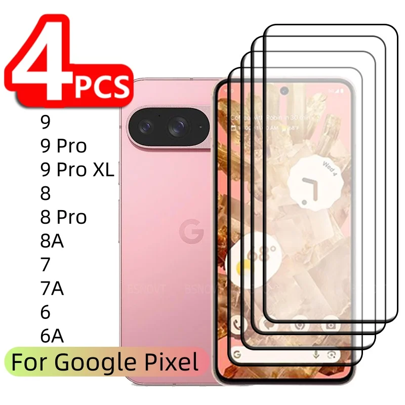 1/2/3/4PCS For Google Pixel 9 Glass Pixel 9 Pro Glass Full Cover 9H Screen Protector Google Pixel 9 Pro XL 7 7A 6 6A 8 8A 8 Pro