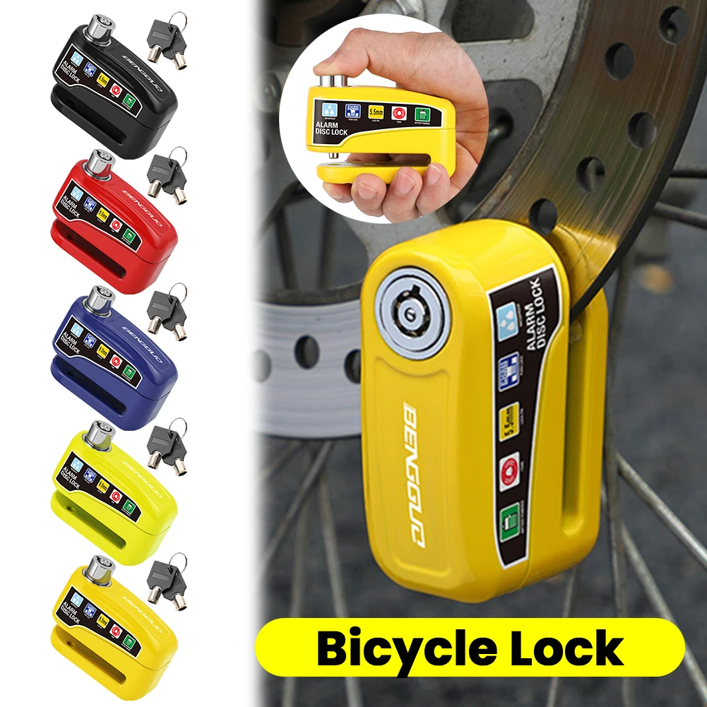 Motorcycle Alarm Wheel Disk Brake Lock with Keys Bicycle Alarm Disc Brake Electric Lock Anti Theft Motorcycle Bike Accessories