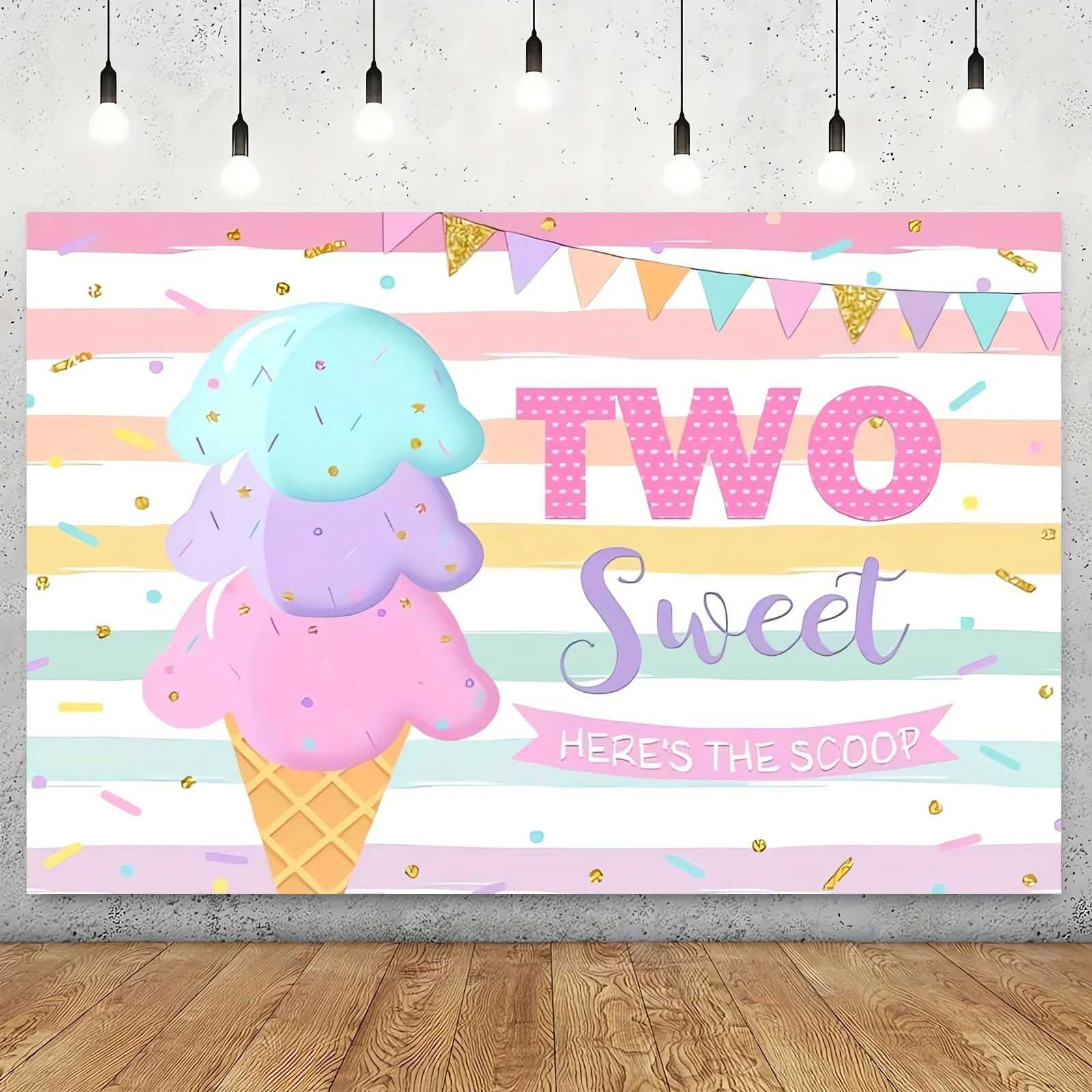 1 person, photography background, Ice cream photography studio background Two Sweet Princess birthdays are exclusive banners