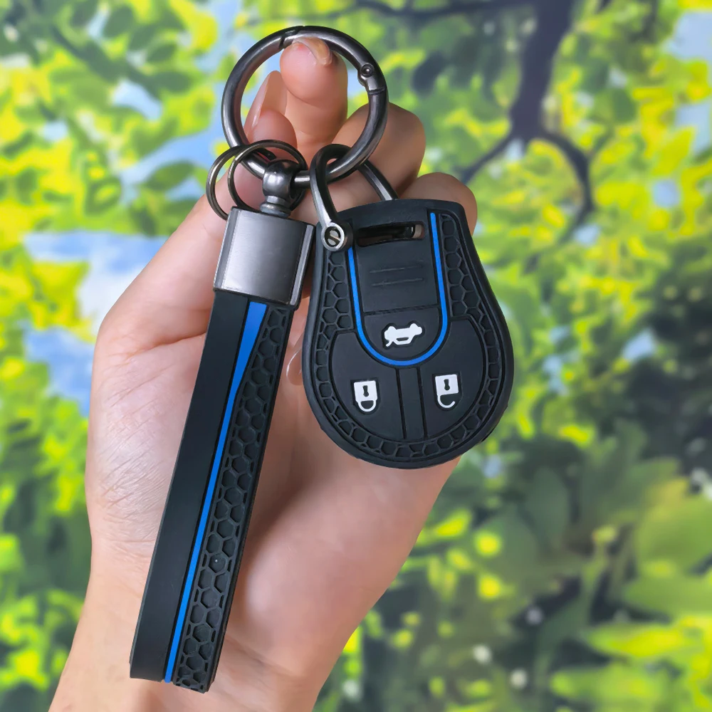 Sleek Honeycomb Grain Remote Key Case With Keychain for Nissan Sylphy Cube Juke Rogue Micra Qashqai Altima Maxima Sentra Versa