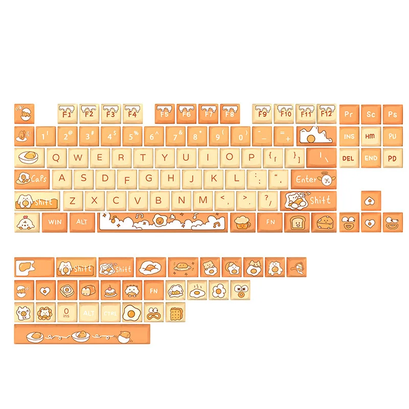 Keycap Tinggi XDA Tema Telur Rebus Keycap Mekanis Pria dan Wanita Kuning Muda Lucu