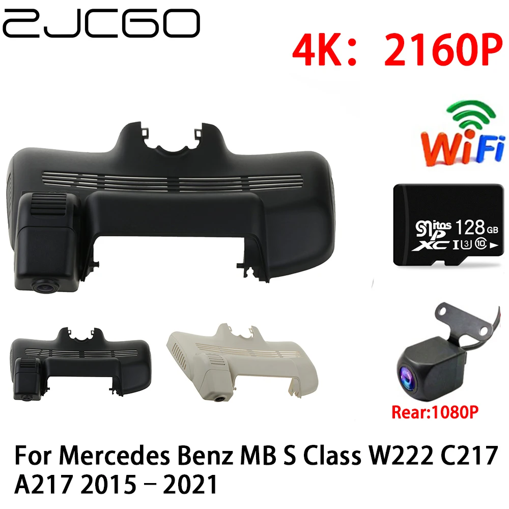 ZJCGO 2K 4K Car DVR Dash Cam Wifi Front Rear Camera 2 Lens 24h Parking for Mercedes Benz MB S Class W222 C217 A217 2015–2021