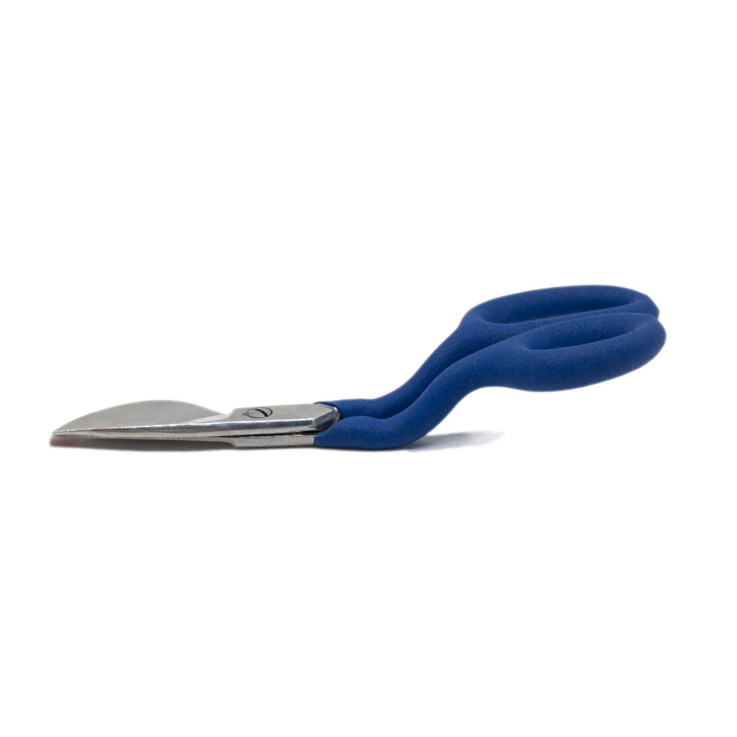 Blue Duckbill Applique Blade Scissors,HAND U JOURNEY, 7 Inch - Double Bent Curved Offset Handle Scissors For Carpet Pile