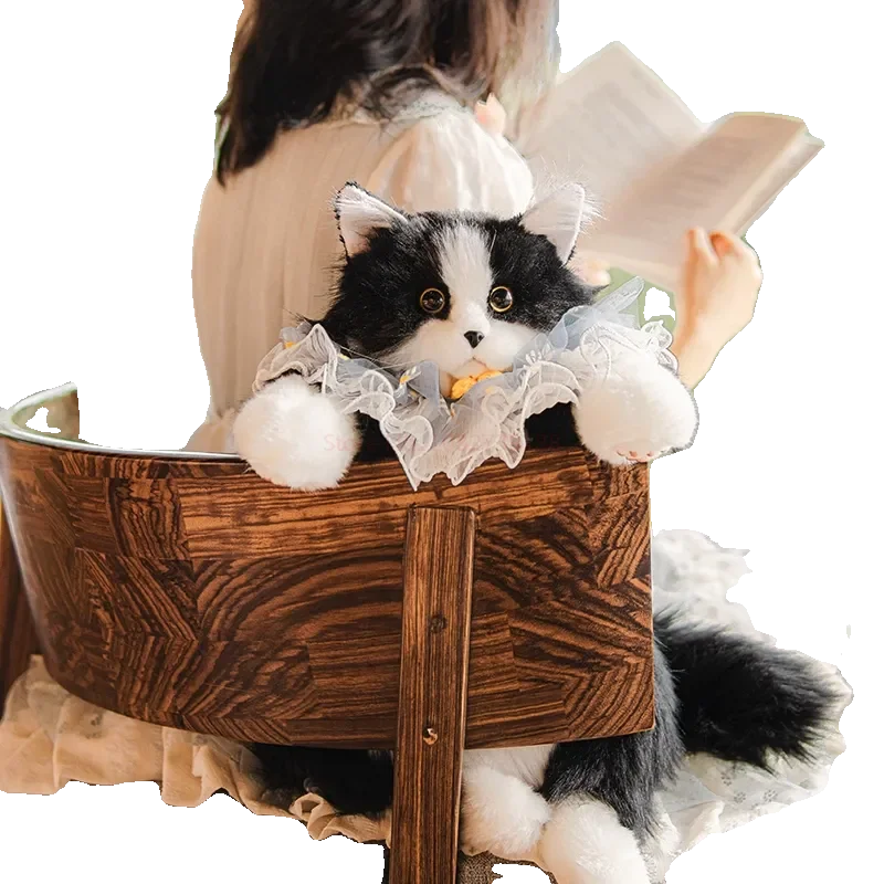 Chongker Simulation Cat Bag Black and White Cow Cat Bag Doll Plush Friend Girlfriend Surprise Warm Winter Gift