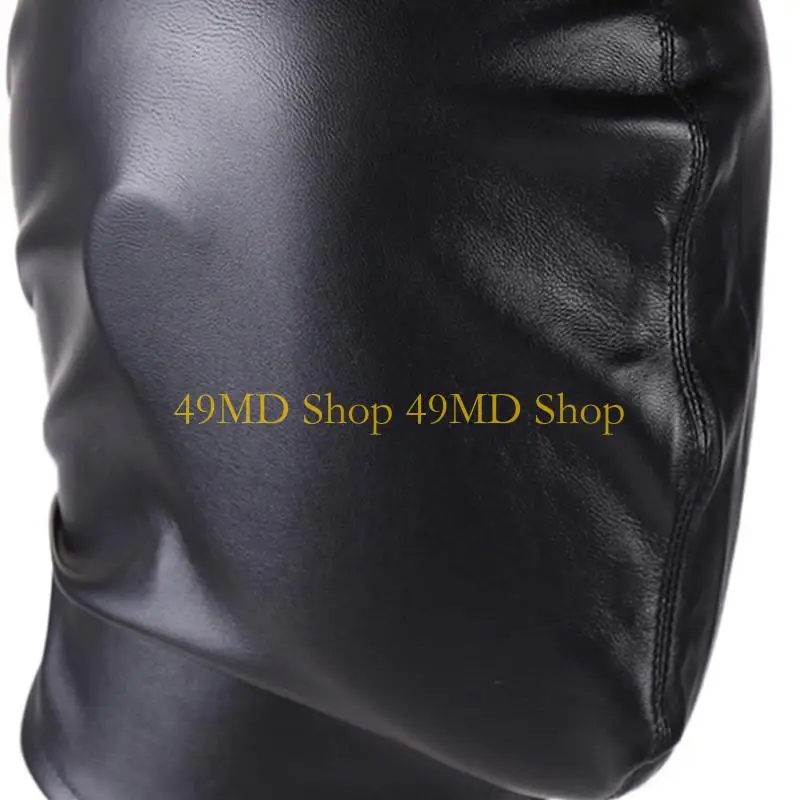 49MD PU Hood Black Head Cover Role Play Mask Unknown Mystery Flirting Play