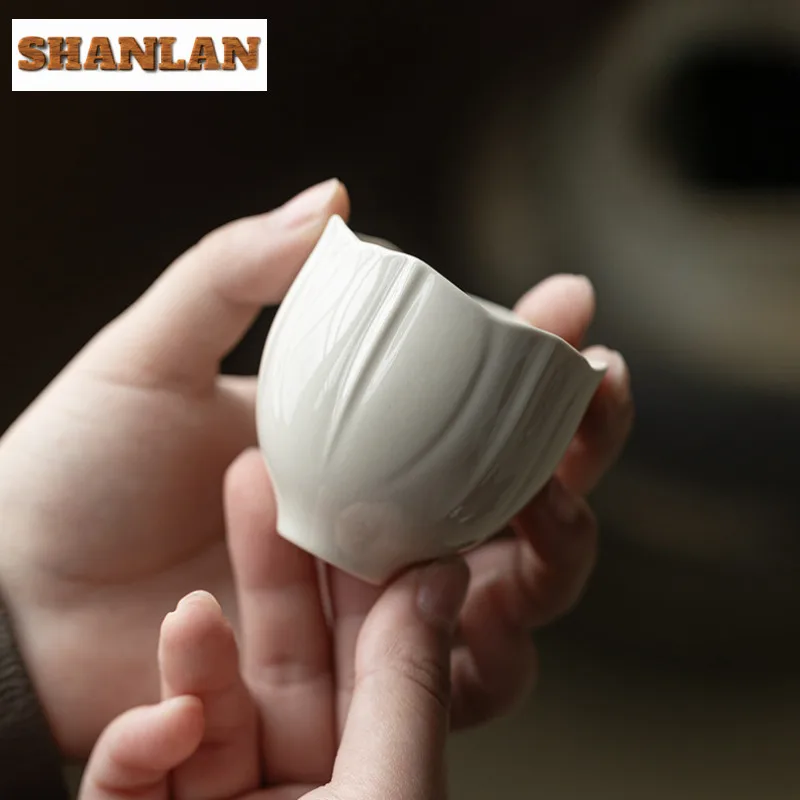 2 قطعة/الوحدة نبات الرماد زهرة برعم البتلة فنجان شاي زن وعاء الشاي زوج الشاي تذوق كوب شخصي Jianzhan ماستر أكواب طقم شاي الحرفية 80 مللي