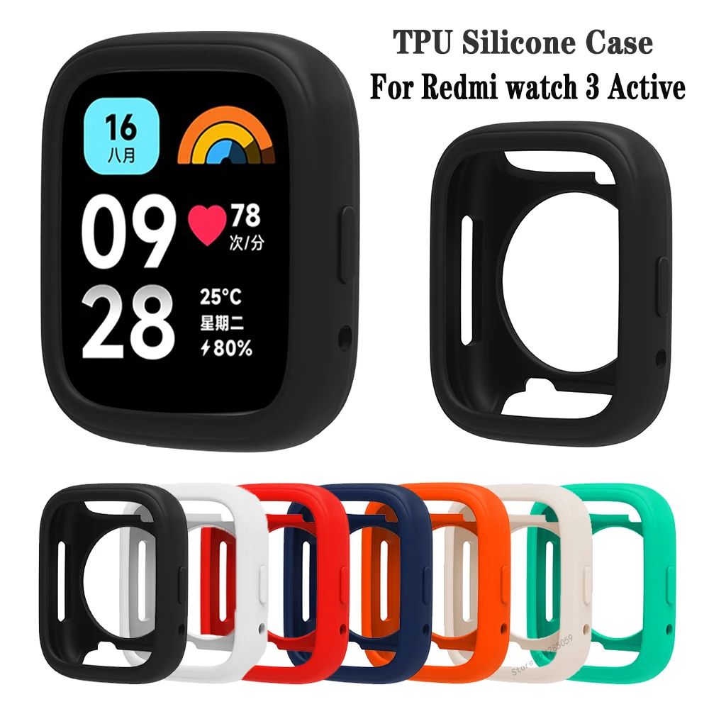 Funda de silicona para Xiaomi Redmi Watch 3 Active Smart watch, funda protectora suave integral para Redmi watch 3, parachoques de repuesto