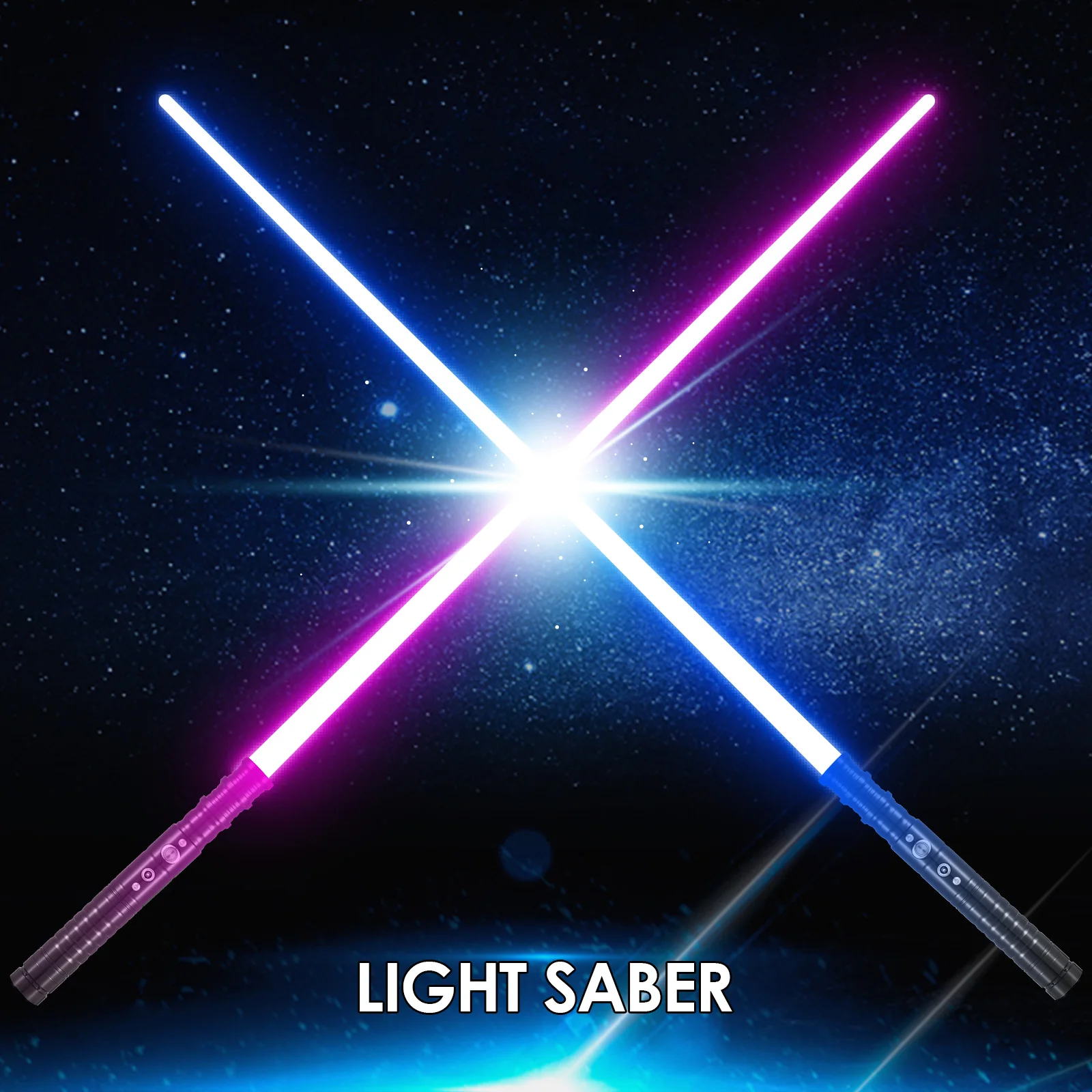 RGB 7 Colors Lightsaber with Sound Adjustable Fighting Sound Effects Birthday Party Christmas Gifts Costumes Prop for Kids, 63cm