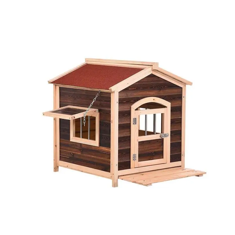 Outdoor rain-proof dog cage Outdoor warm medium and large dog pet four-season universal kennel Real wooden house