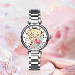 Deesio Brand Design Luxury Women Automatic Mechanical Watches Stainless Steel GMT Watch Top Brand Hollow Sapphire Glass reloj