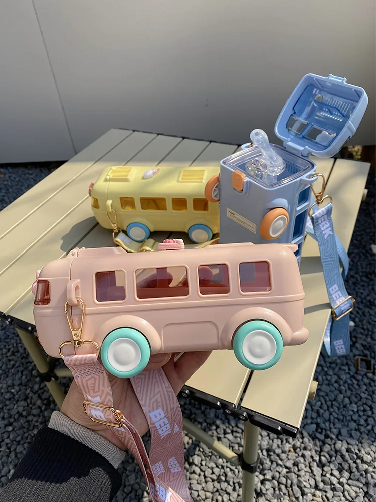 

Милая детская портативная бутылка для воды в форме автобуса, для взрослых, с высоким эстетическим качеством, летняя, из материала Tritan