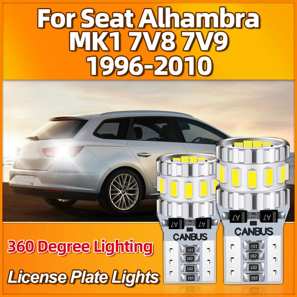 

W5W T10 Led License Plate Light Bulb 3400LM Auto Lamp 12V 6000K For Seat Alhambra MK1 7V8 7V9 1996-2005 2006 2007 2008 2009 2010