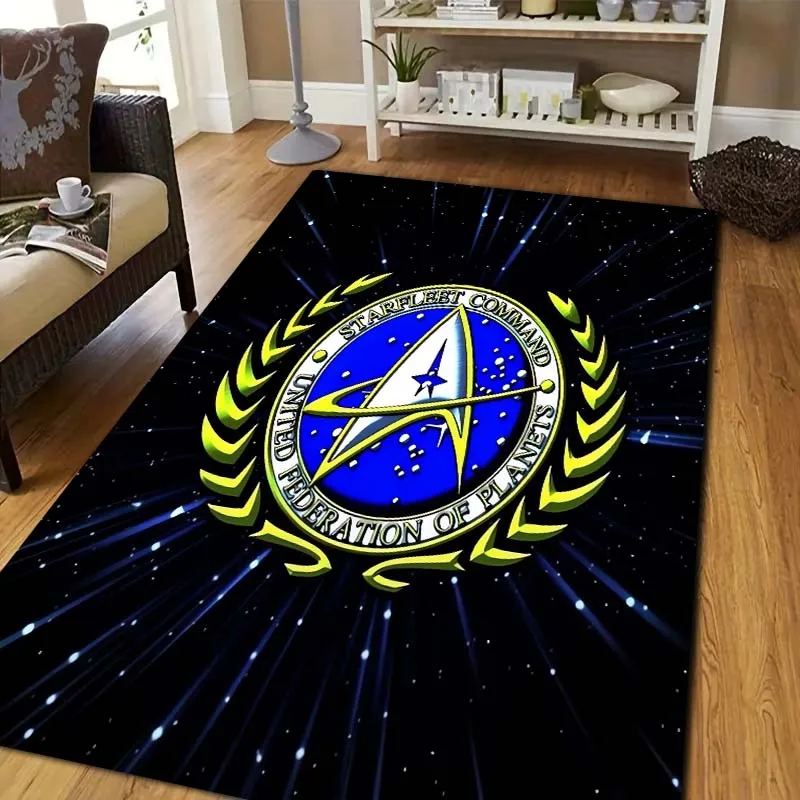 S-Star T-Trek Starfleet Logo Print Flannel Area Rug Non-Slip Soft Floor Mat For Couch Bedroom Living Room Indoor Home Decor Gift