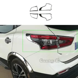 Body ABS Chrome Cover Trim Back Rear Tail Light Lamp Frame Stick Eyebrow 4PCs For Nissan Qashqai j11 2019 2020 2021 2022 2023