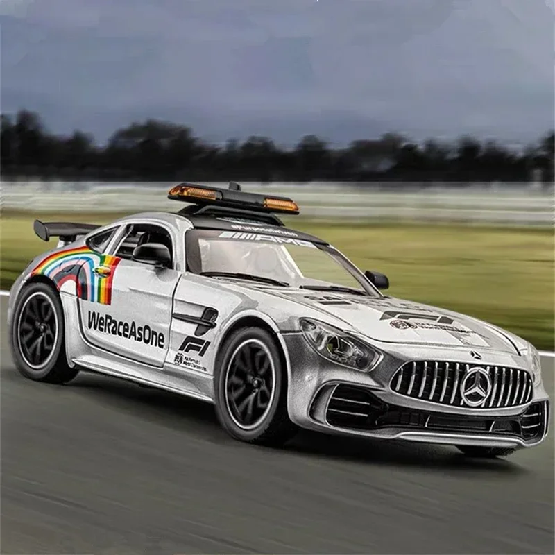 1/24 Benzs-GT GTR Alloy Sports Safety Car Model Diecasts Metal Toy Race Medical Rescue Vehicles Model Sound and Light Kids Gifts