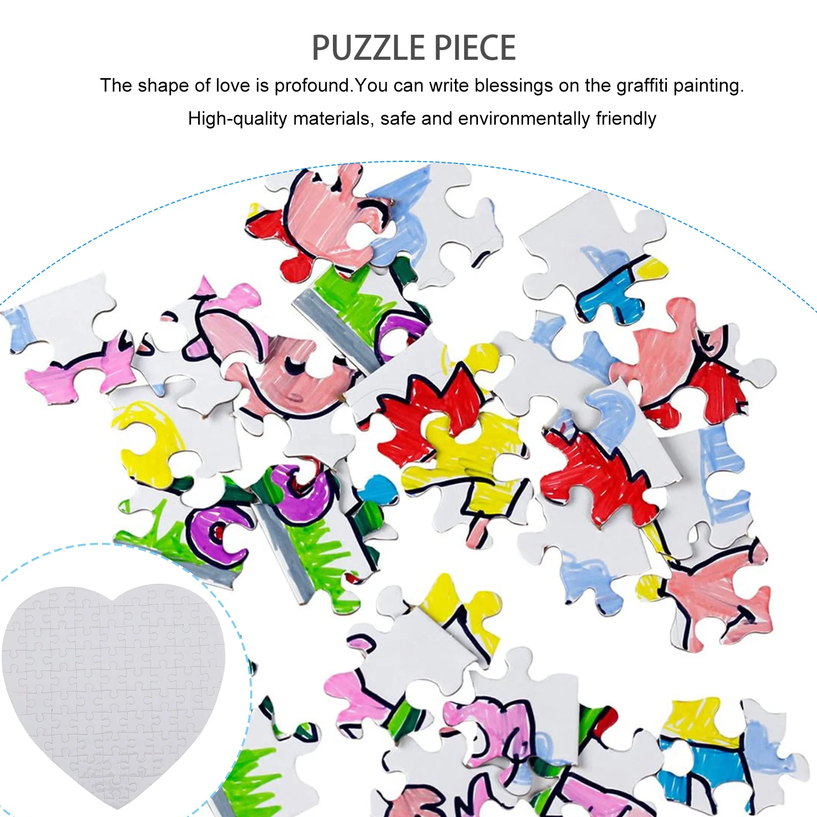 5세트 하트 모양 승화 퍼즐 블랭크 직소 퍼즐 DIY 공예 어린이용 프린트 가능 염료 전사 활동 게임 아기 운동 매트
