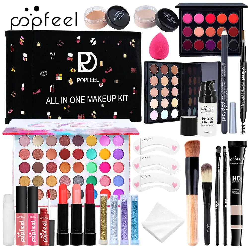 Kit de maquiagem popfeel de edição limitada, conjunto completo, tudo em um, sombra, delineador, pó, corretivo, conjuntos de luxo, presentes para mulheres, cosméticos