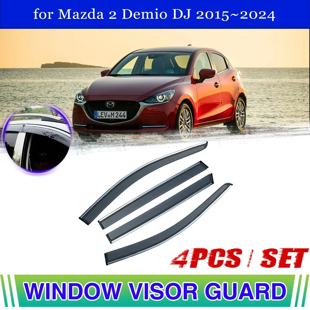 

Car Window Visor for Mazda 2 Demio DJ DL 2015~2024 2016 2017 Door Smoke Vent Awning Sun Rain Eyebrow Cover Deflector Accessories