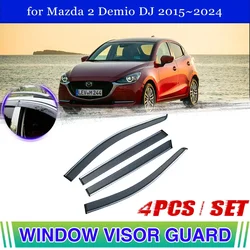 Visera de ventana de coche para Mazda 2 Demio DJ DL 2015 ~ 2024 2016, toldo de ventilación para puerta, cubierta de cejas para lluvia solar, accesorios deflectores