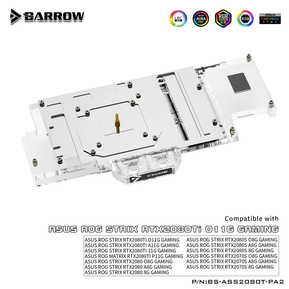 Barrow GPU Water Block For ASUS ROG STRIX RTX2080Ti/2080 S/2070S Graphics card Cooler 5V ARGB 3PIN AURA SYNC