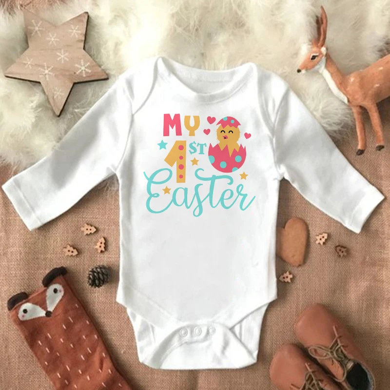 My 1st Easter Newborn Baby Spring Summer Rompers Infant Body Long Sleeve Rabbit Jumpsuit Easter Outfits Toddler Boy Girl Clothes