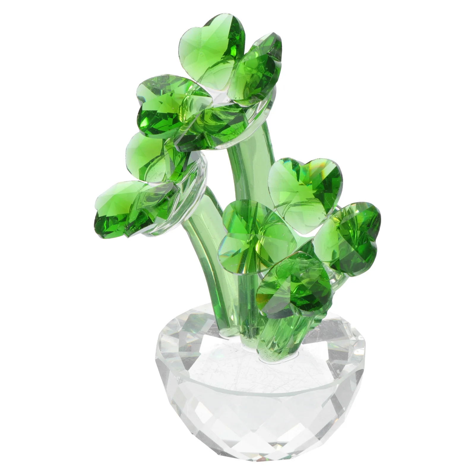 

Four-Leaf Clover Crystal Desktop Ornament Exquisite Home Decor Delicate Tabletop Craft Lucky Clover Decoration