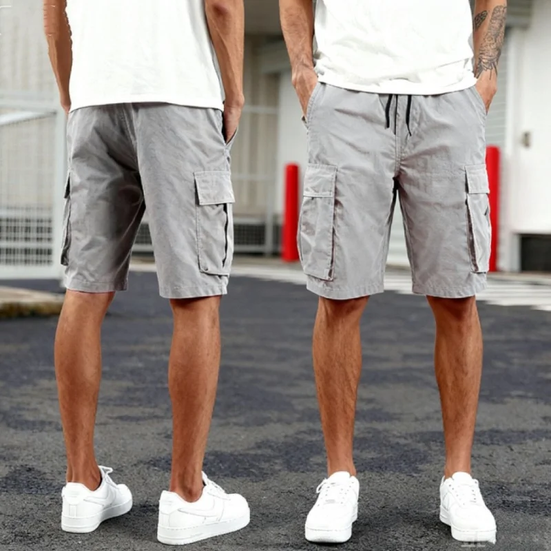 2026 NEW Men Loose Straight Pants Casual Multi-pocket Shorts Summer Five-Inch Men's Shorts Drawstring Sports Cargo Short Pants