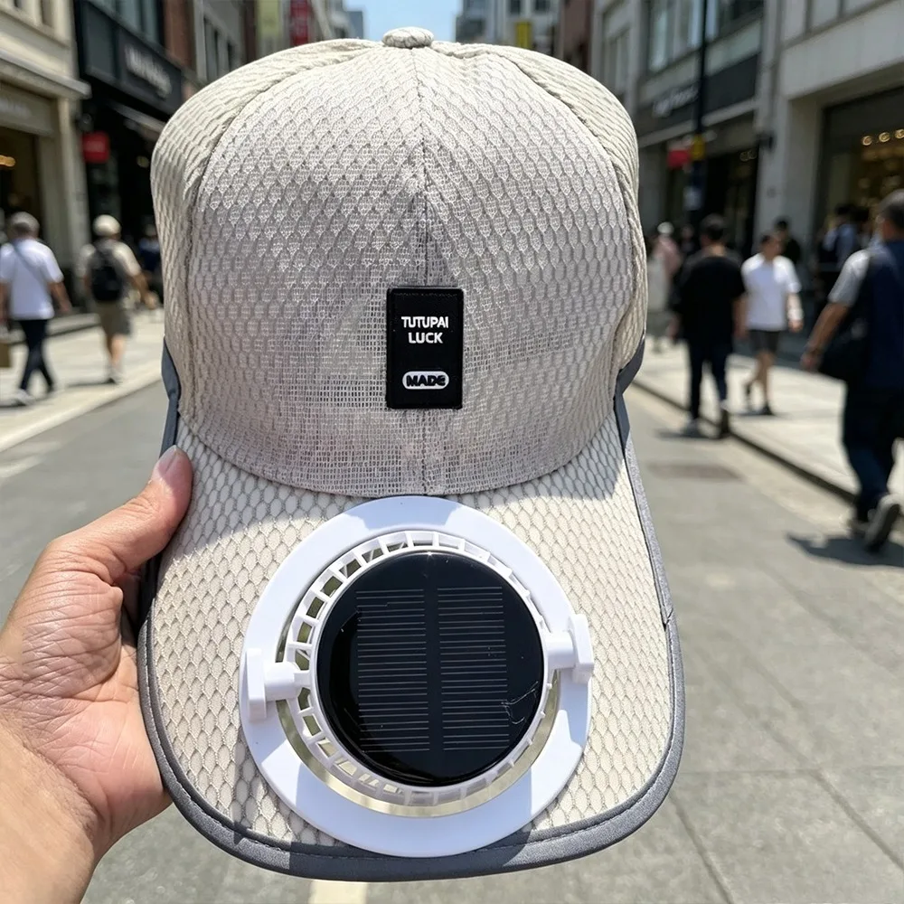 Men Women Solar Fan Sun Hat UV Protection Cooling Cap Extra Long Visor Solar Powered Charging Fan Hat for Fishing Travel