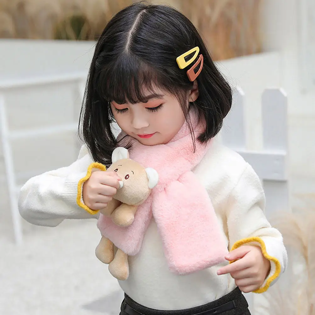 1Pcs Kids Scarf Lovely Cartoon Bear Design Winter Scarf Boys Girls Warm Neck Warmer Holiday Casual Outdoor Accessories