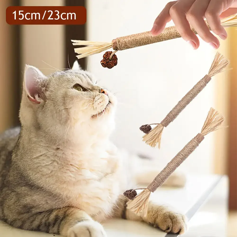 Cat Toys Cleaning Teeth Silvervine Chew Stick Pet Snacks Sticks Natural Stuff with Catnip for Kitten Catnip Teasing Chew Toys