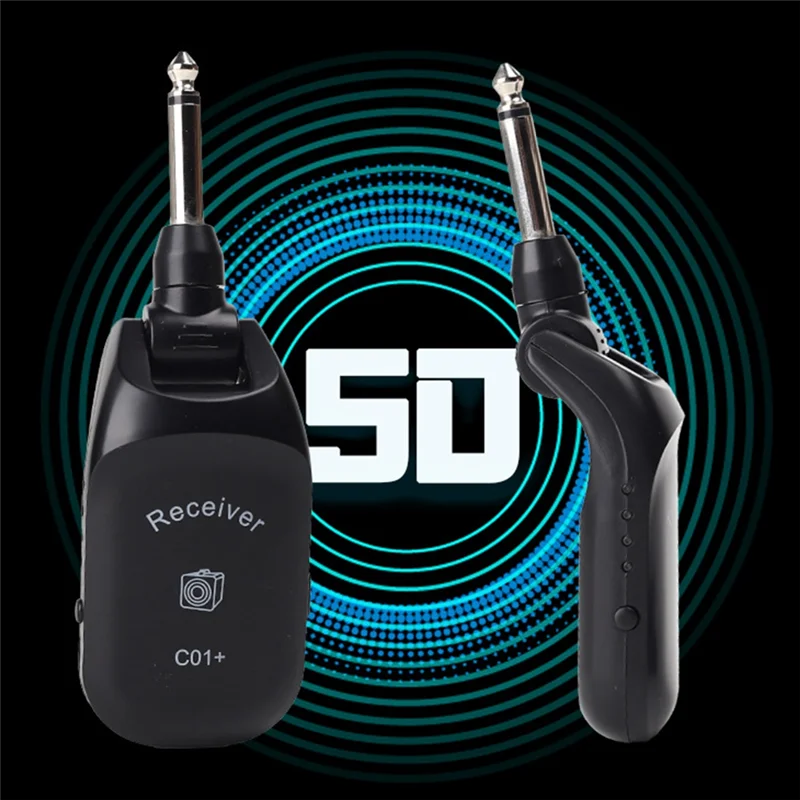 AS95-C01+ 일렉트릭 기타용 호환 충전식 무선 전송 시스템 기타 오디오 송신기 수신기 픽업