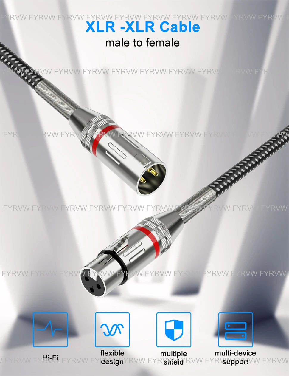 XLR Kabel XLR Mikrofon Kabel Stecker auf Buchse XLR Kanone Verlängerung Kabel Ausgewogene Lautsprecher Sound Kabel Für Radio Station Kabel – Detail 1