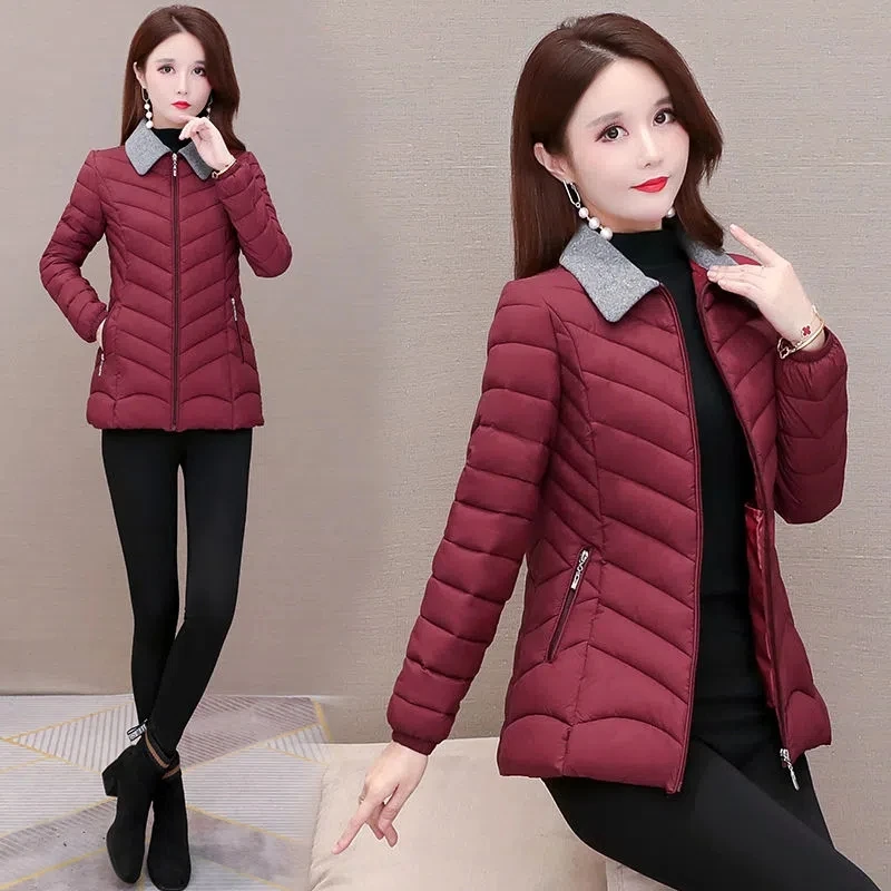 Padded Jacket Women 2022 Autumn Winter New Middle Aged Elderly mothers Casual Cotton Coat Women Large Size Short Splicing Parkas