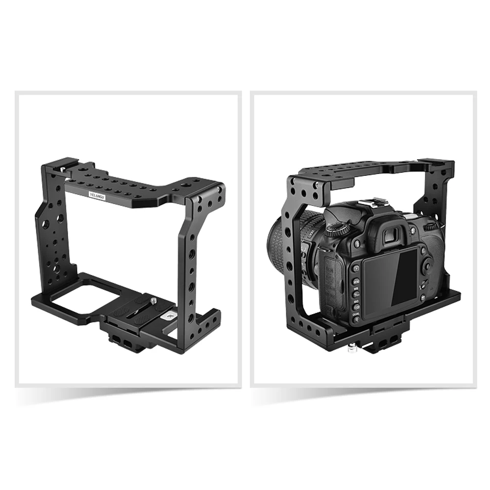 Yelangu Universal C8 Camera Cage Rig Kit with Handle for Sony Canon Panasonic DSLR with Cold Shoe Mount Quick Release Plate