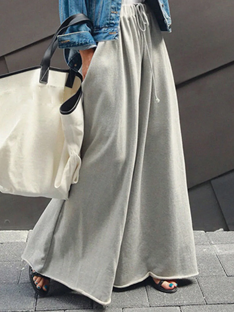 

Loose Wide Leg Solid Color Casual Pants Bottoms Pants