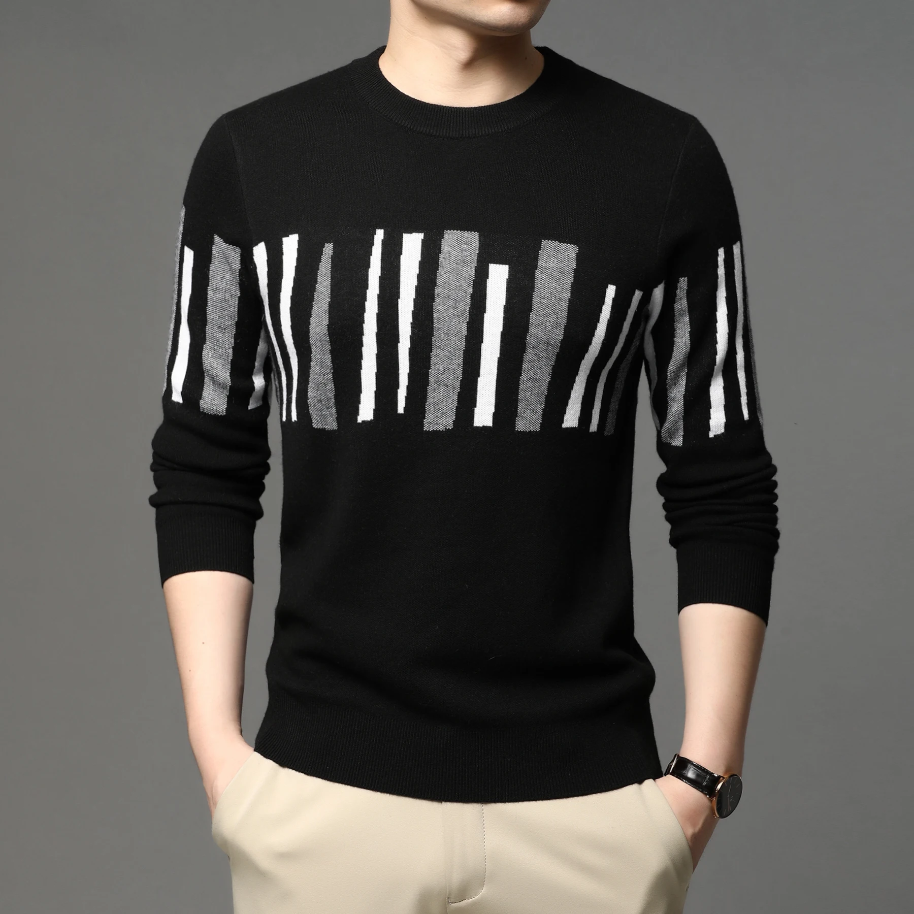 

Men's round Ne Knitted Wool Sweater Thin Casual Sle Spring Autumn Faionable Korean Version Breathable Soft Long Sve ...