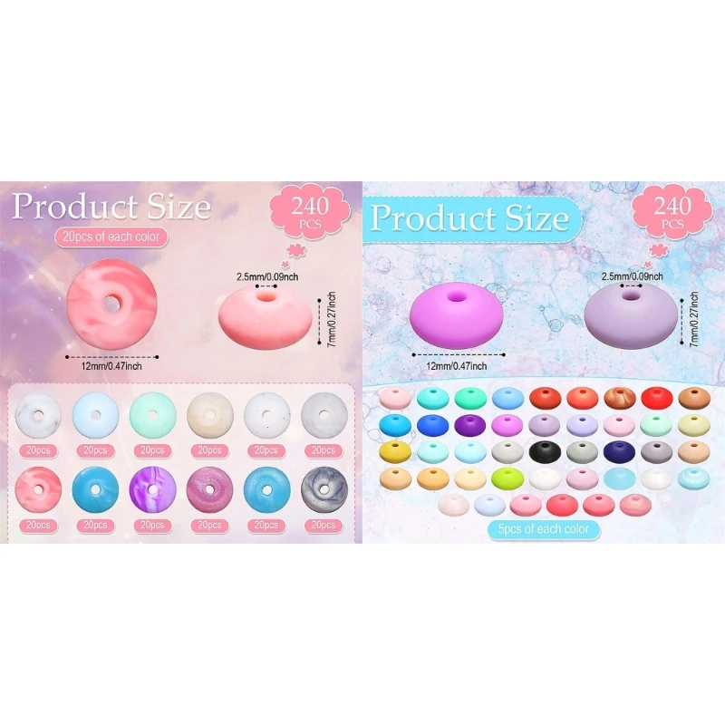 1 perles en Silicone pour tout-petits, bricolage, collier coloré fait à main, Bracelet, anneau dentition