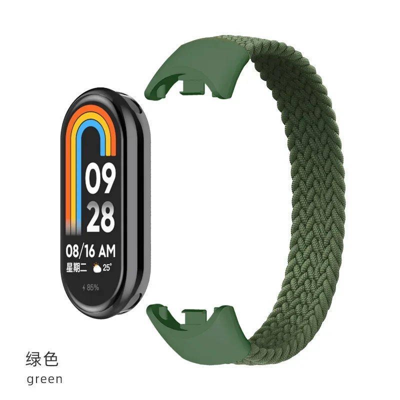 Xiaomi Mi Band 4,3,5,6,7,8,6,5用のナイロン編組ストラップ