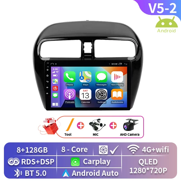 Android 15 Autoradio Voor Mitsubishi Mirage Attrage 2012-2018 Space Star 2014 Gps Navigatie Stereo Multimedia - afbeelding 1