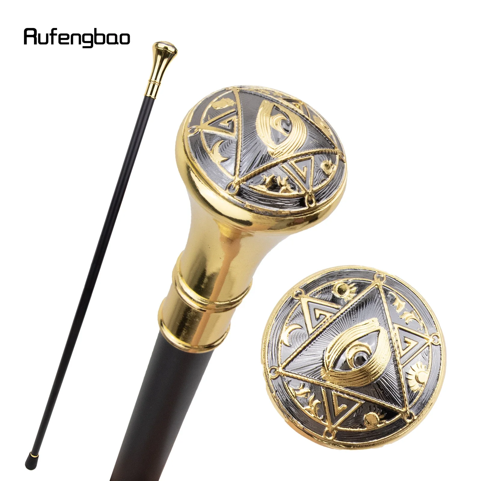 Golden Freemasonry Freemasons Eyes Totem Single Joint Walking Stick Decorative Cospaly Party Fashionable Cane Crosier 93cm