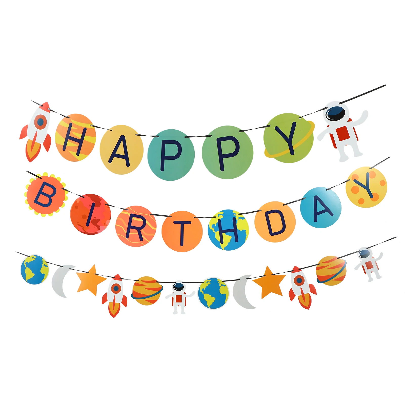 

1Pcs Astronaut Planet Themed Party Hanging Banner Birthday Paper Decoration Photo Prop Supplies Paper Hanging Banner