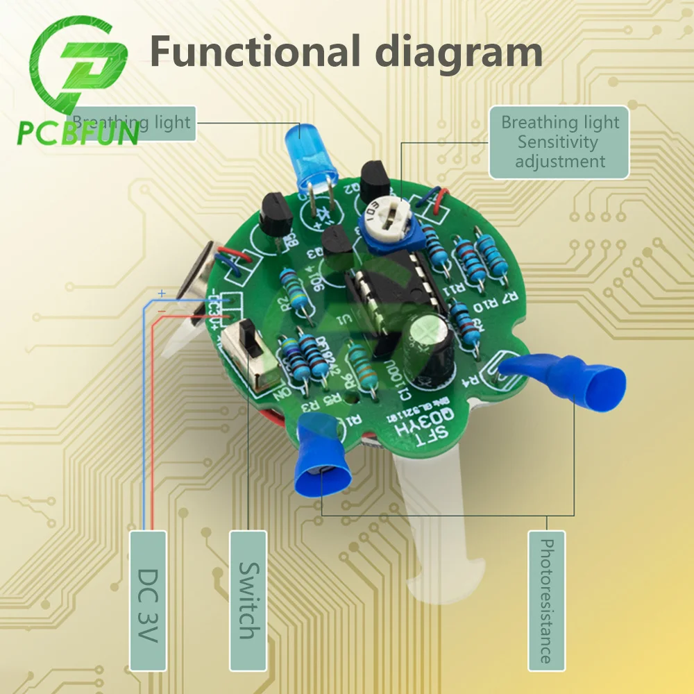 LED Breathing Light Photosensitive Sensor Mobile Robot Part Electronic Soldering DIY Kit Simulated Firefly Flashing Robot Toy